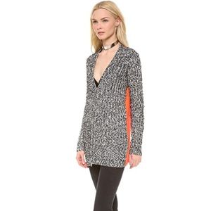 Designer Tweed and Orange Accent Cardigan Coat